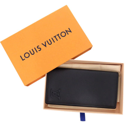 Louis Vuitton Portefeuille Brazza Nm Lv Aerogram Leather Black Long Wallet
