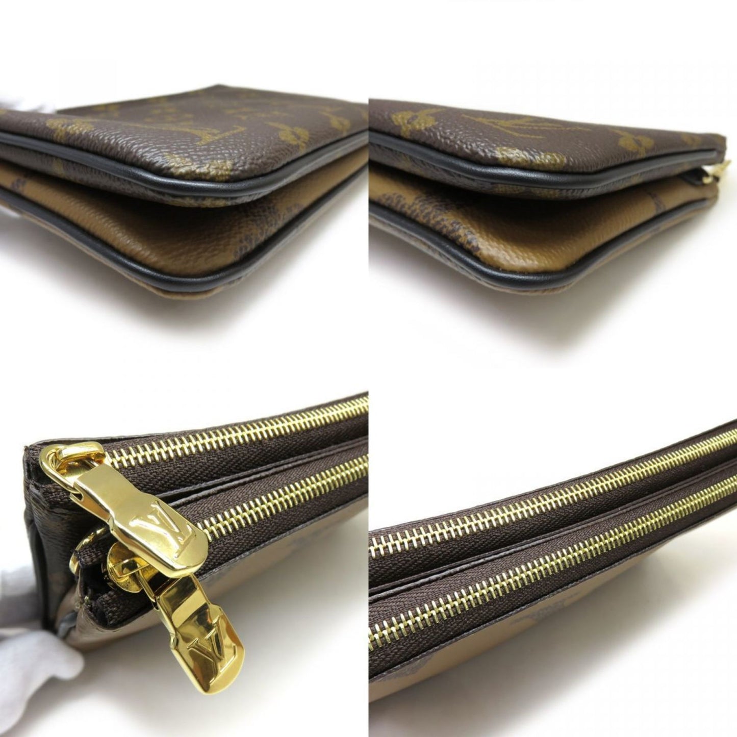 Louis Vuitton Monogram Giant Double Zip Pochette M69203 Reverse Shoulder Bag Pouch