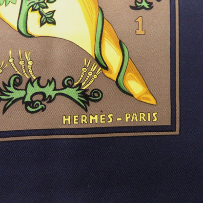 Hermes Herms Carr 90 Le Tarot Tarot Silk Scarf Muffler In Black