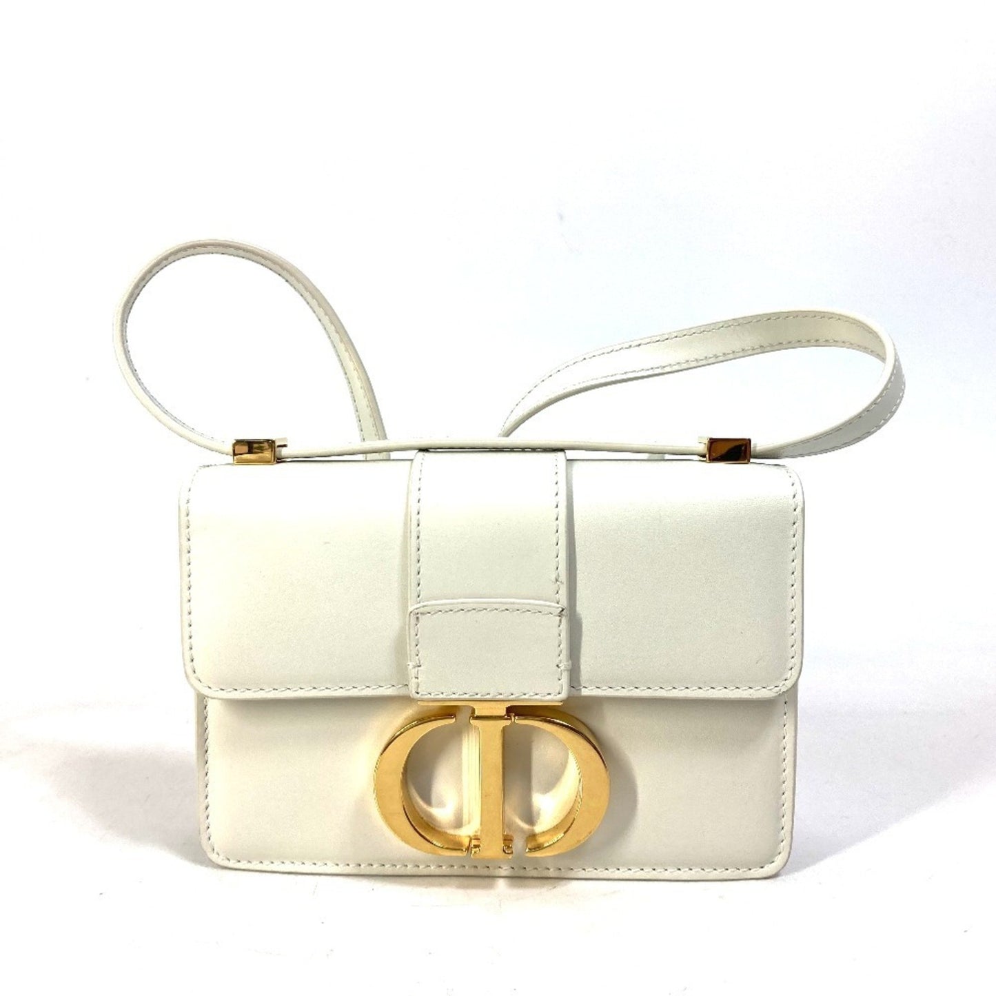 Christian Dior Montaigne 30 Pochette Pouch Shoulder Bag In White Leather