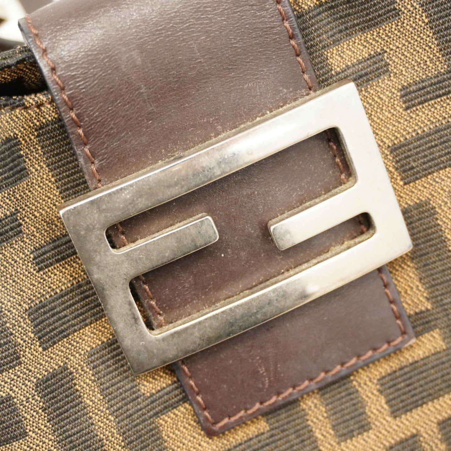 Fendi Zucca Nylon Canvas Handbag In Brown