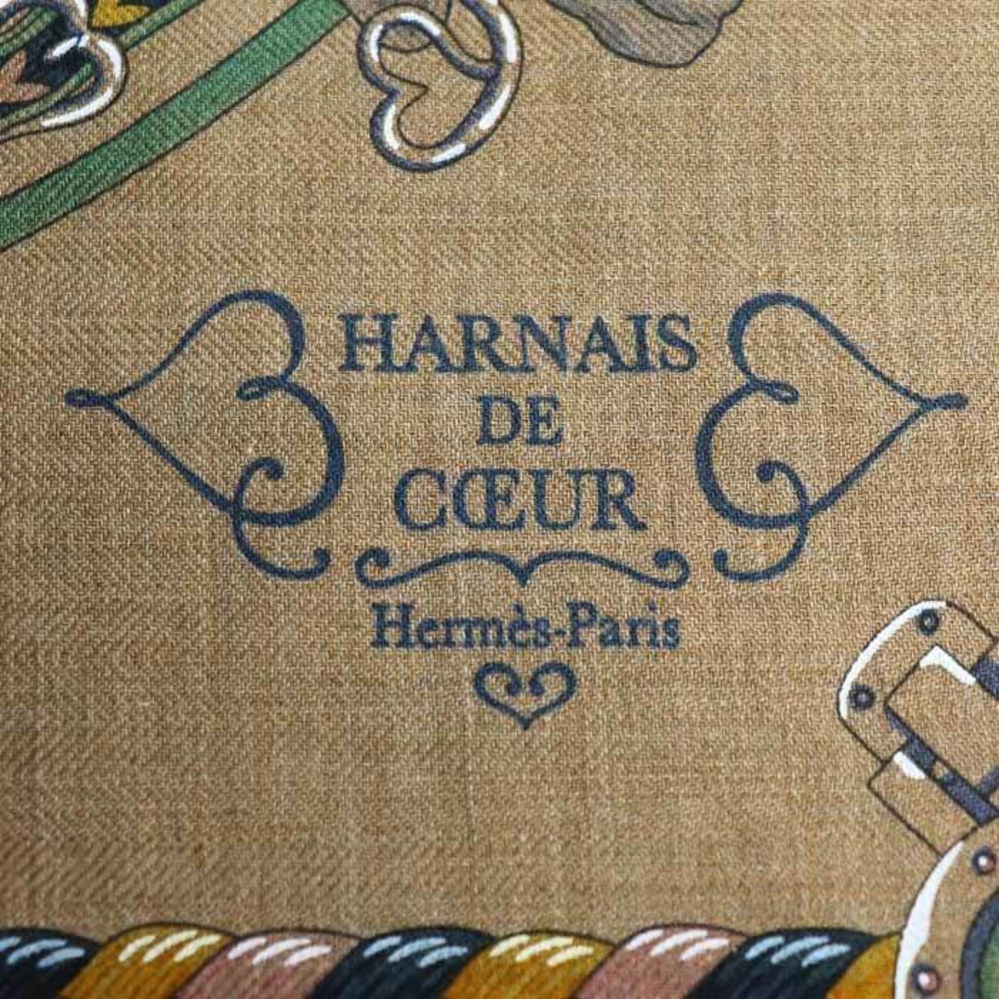 Hermes Carr 45 Gavroche Harnais De Coeur Arne De Coeur Scarf Muffler Caramel / Moldore Green