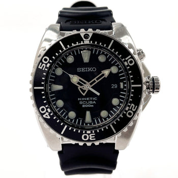 Seiko Seiko Kinetic Scuba 200M 5M62-0Blo Watch Stainless Steel/Rubber Black Automatic Dial