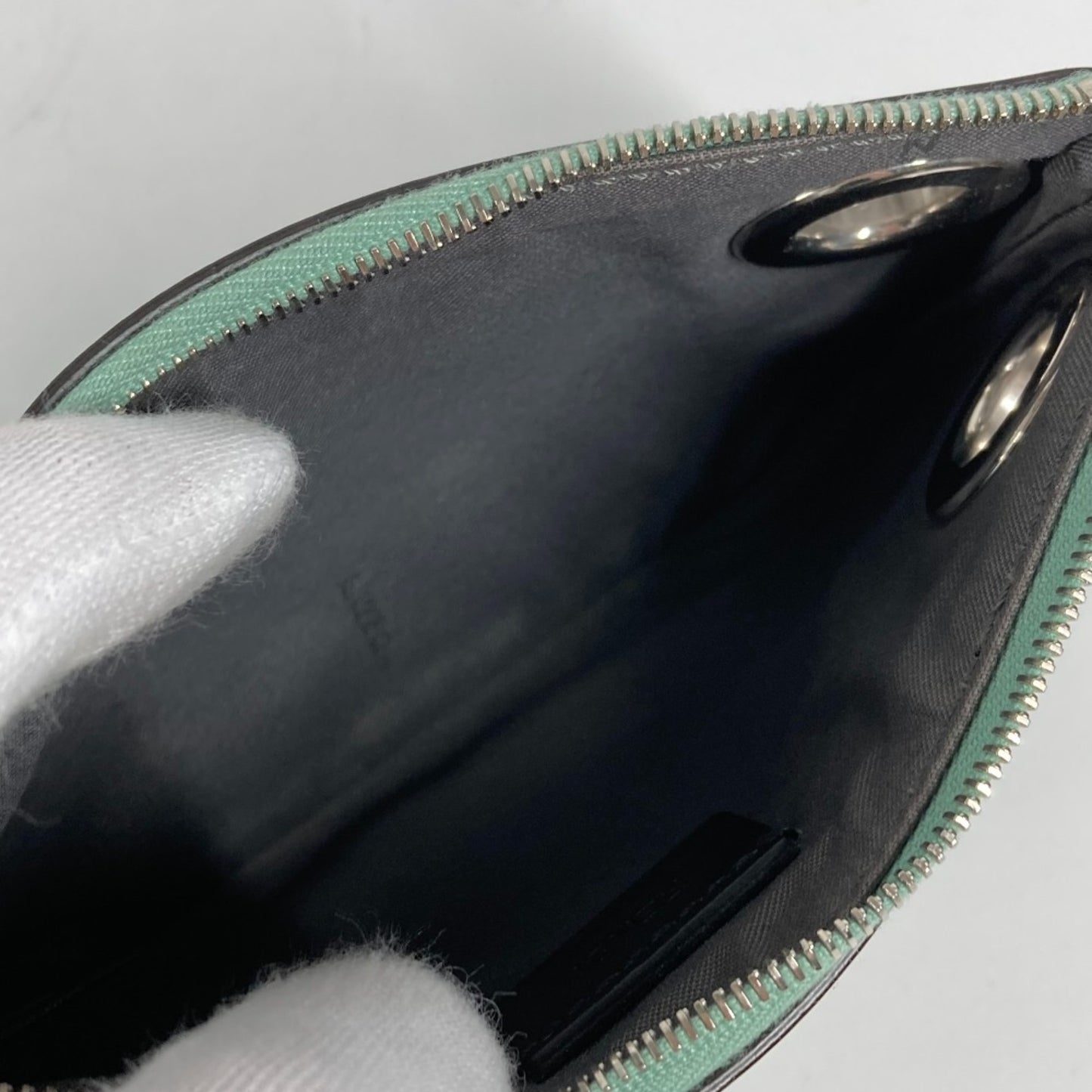 Fendi 8Bs007 Coin Purse Wallet Pouch Green