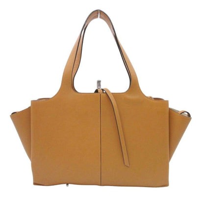 Celine Tri-Fold Leather Handbag Tote Bag In Mustard