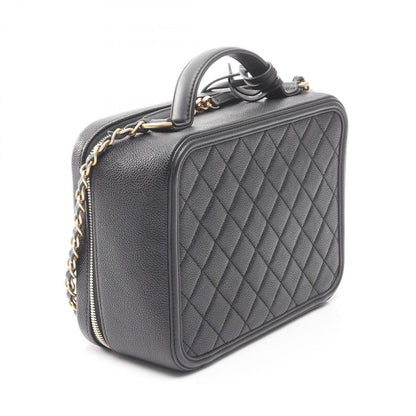 Chanel Cc Filigree Matelasse Vanity Shoulder Bag In Calfskin Leather