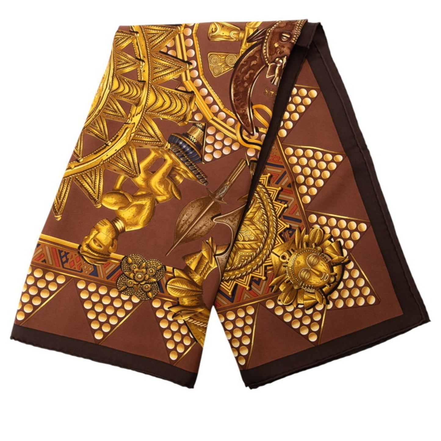 Hermes Herms Carr 90 "Lor Des Chefs" Gold Chiefs Scarf