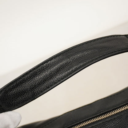 Chanel Shoulder Bag Caviar Skin Black Champagne