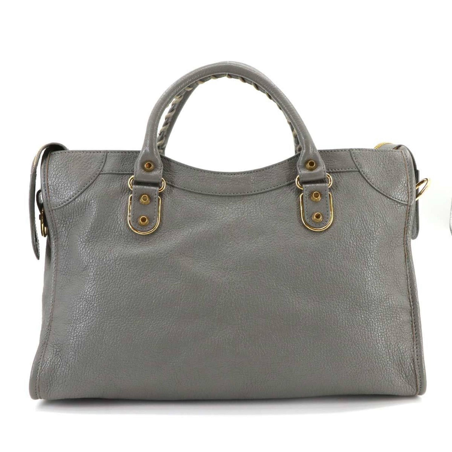 Balenciaga Classic Metallic Edge City 2-Way Hand/Shoulder Bag In Grey Leather