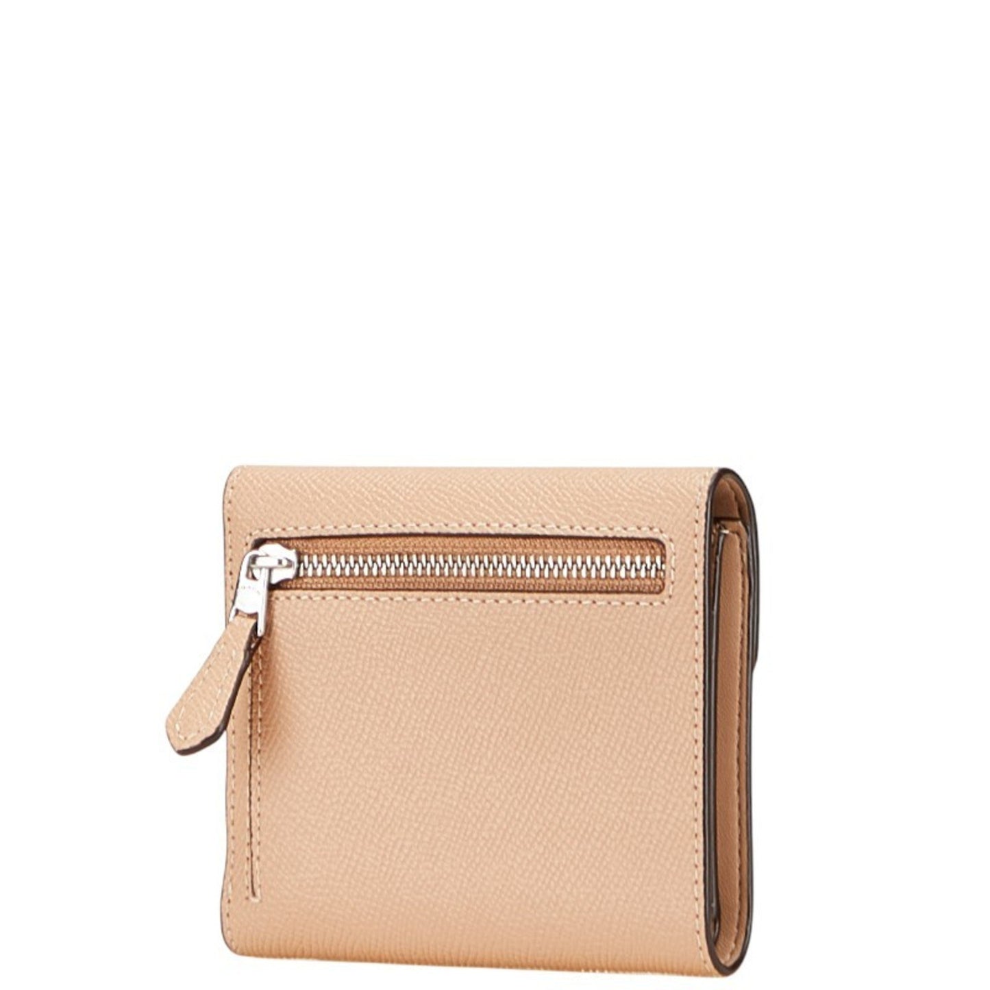 Coach Winn Small Trifold Wallet In Beige Leather