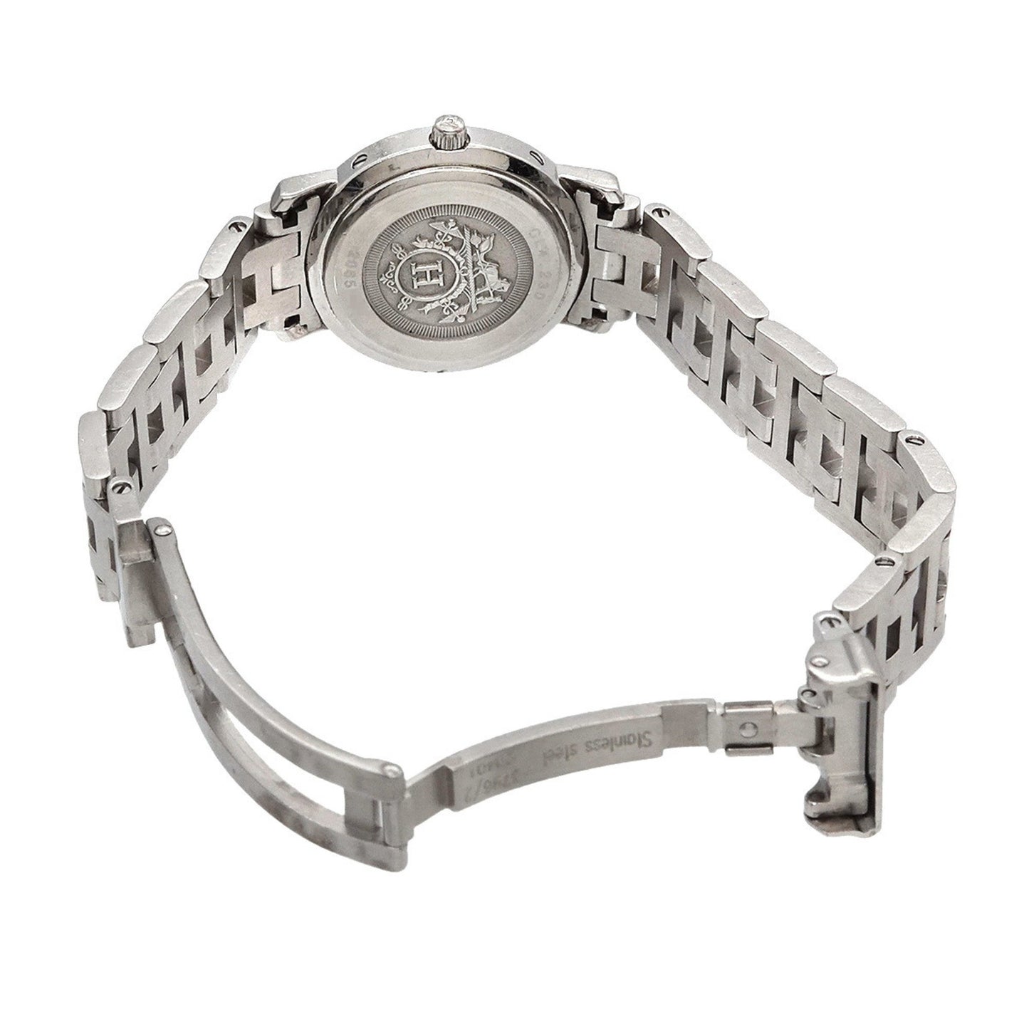 Herms Clipper Nacle Cl4 230 Women'S Watch With 12 Diamond Bezel