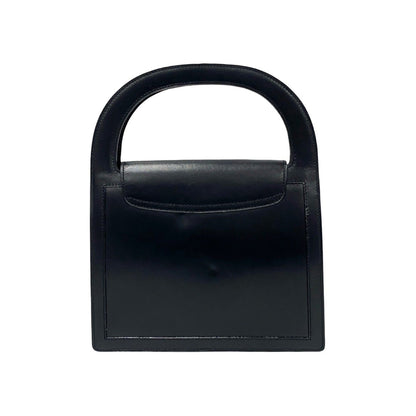 Celine Vintage Globe Logo Metal Hardware Leather Handbag Mini Tote Bag Black 30428