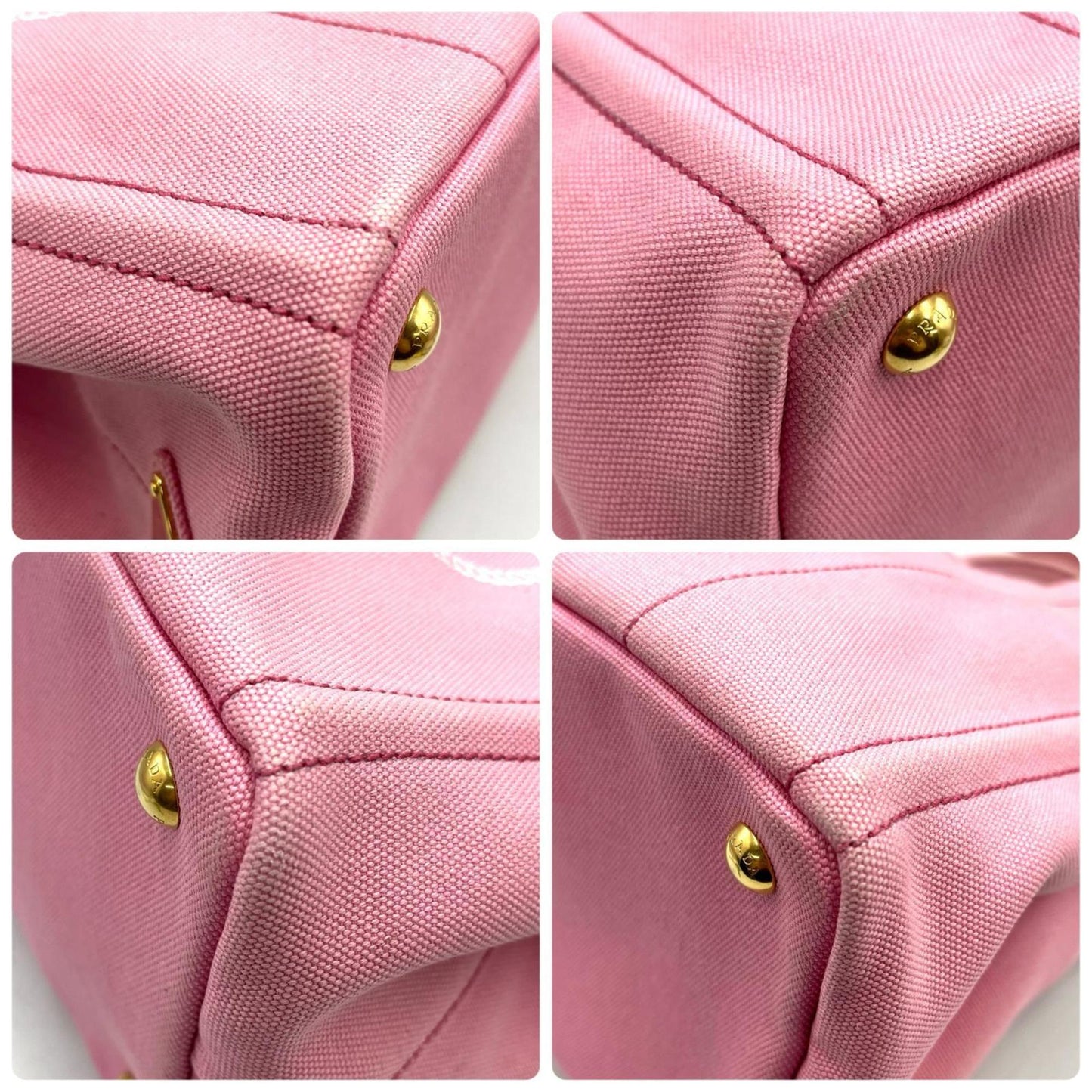 Prada Canapa Handbag B2439G Canvas Pink