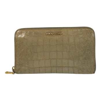 Miumiu Miu Embossed Gray Leather Long Wallet