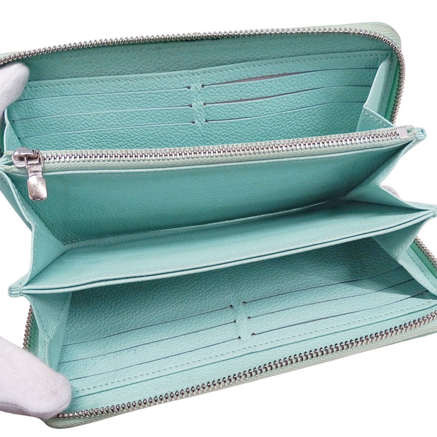 Louis Vuitton Monogram Empreinte Zippy Wallet In Vert D'Or Light Blue (M81466) From The Summer