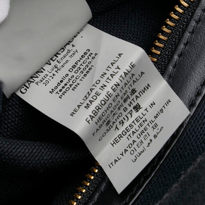 Versace Handbag Tote Bag Navy Canvas Leather