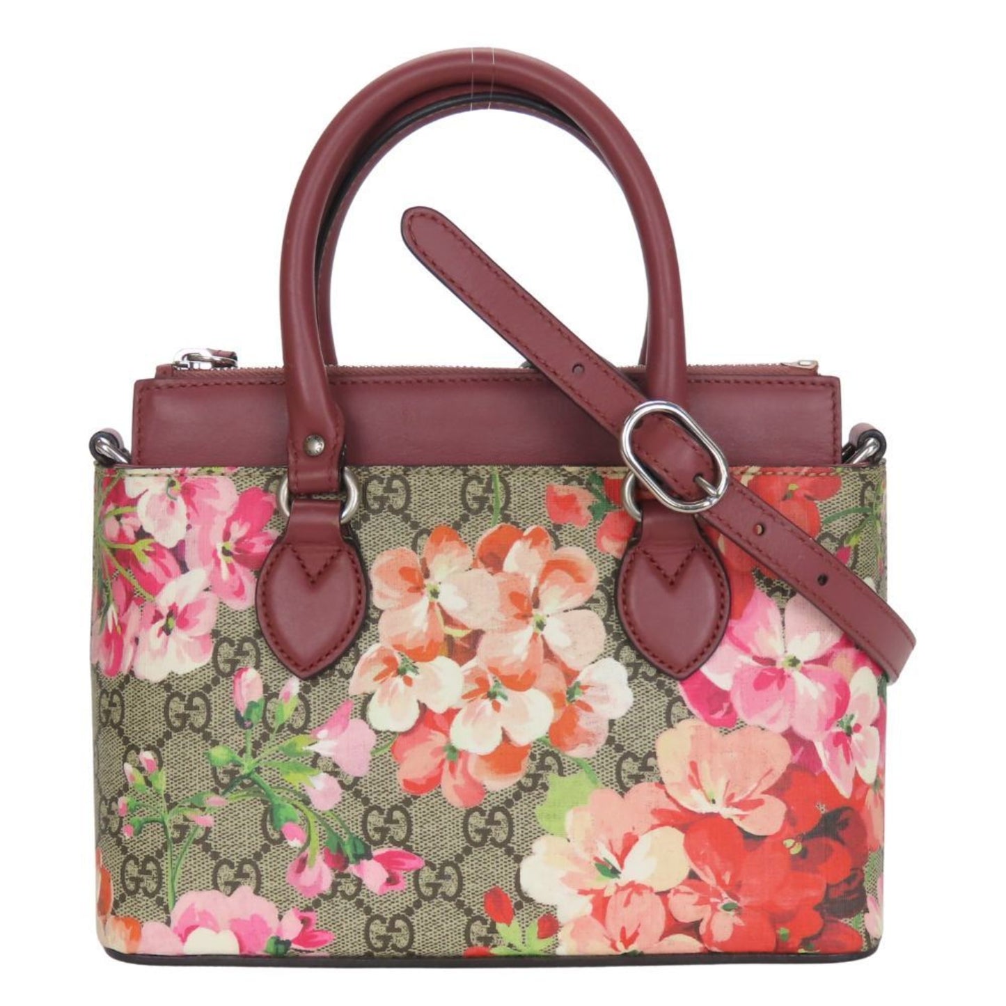 Gucci Handbag 453177 Gg Blooms Mini Supreme Canvas Beige Red Pink Flower
