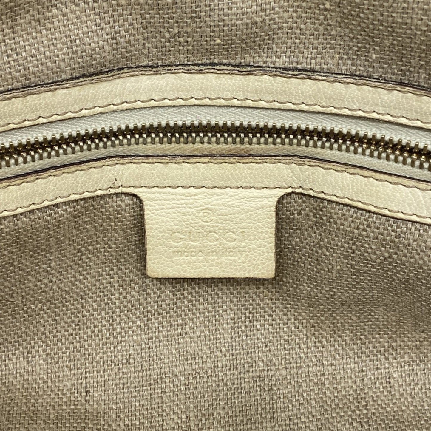 Gucci Bamboo Horsebit Handbag 154375 Leather Ivory Champagne