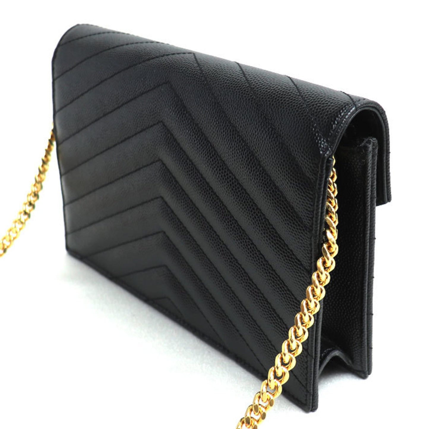 Saint Laurent Cassandra Chain Wallet Shoulder Bag Black 393953