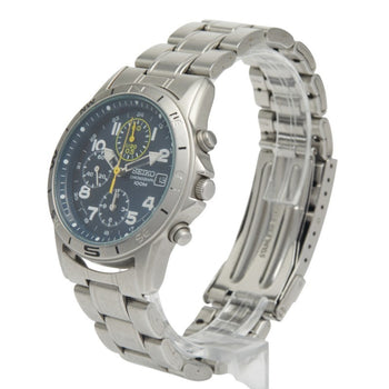 Seiko Date Watch 7T92-0Dx0 Quartz Black Dial Stainless Steel