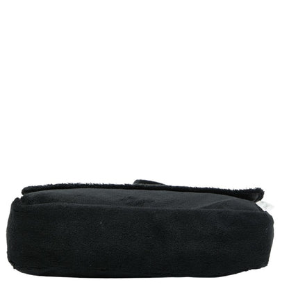 Chanel Coco Mark Novelty Crossbody Shoulder Bag In Black And White With Pile