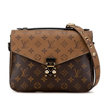 Louis Vuitton Monogram Reverse Pochette Metis Mm Handbag Shoulder Bag M41465 Brown Pvc Leather