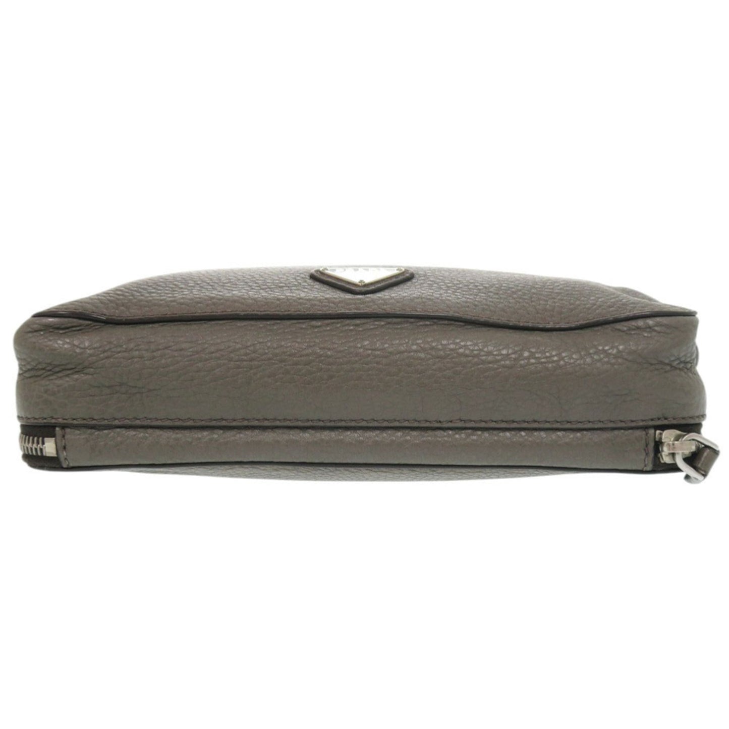Prada Triangle Logo Leather Gray Second Bag Clutch 0188 Prada