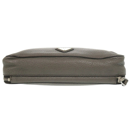 Prada Triangle Logo Leather Gray Second Bag Clutch 0188 Prada