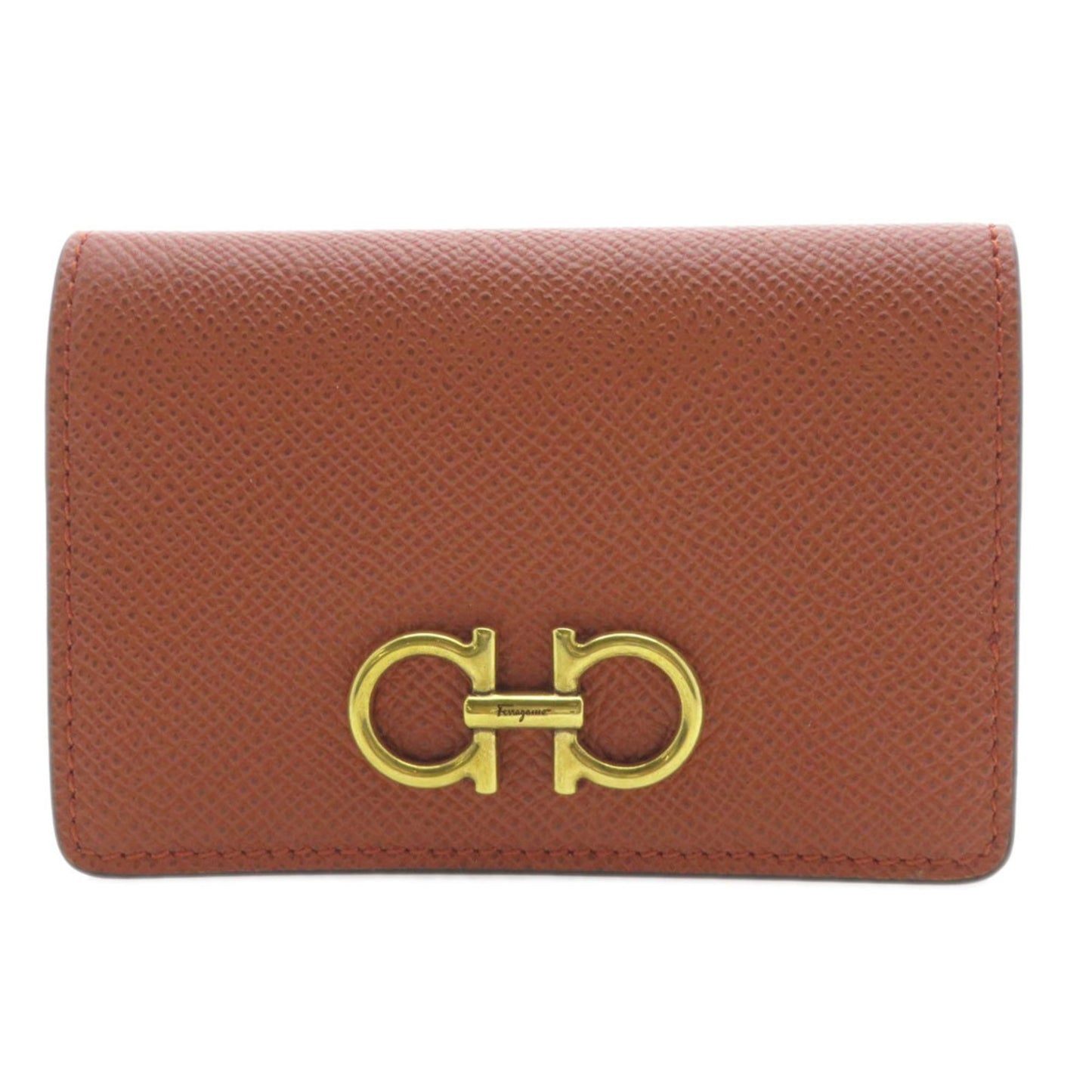 Salvatore Ferragamo Gancini Business Card Holder/Card Case In Calf Leather