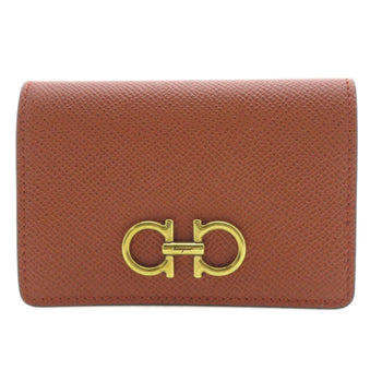 Salvatore Ferragamo Gancini Business Card Holder/Card Case In Calf Leather
