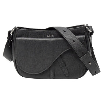 Christian Dior Saddle Soft Shoulder Bag In Black Leather