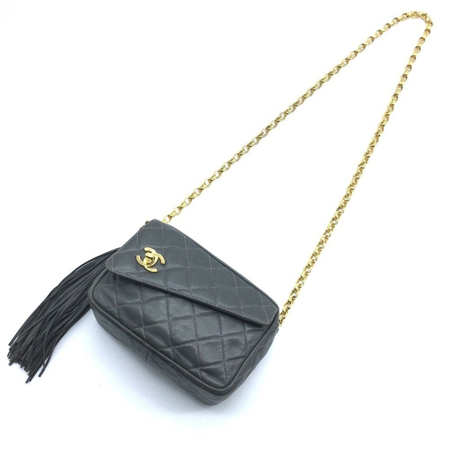 Chanel Cc Coco Mark Matelasse Fringe Single Chain Shoulder Bag In Lambskin
