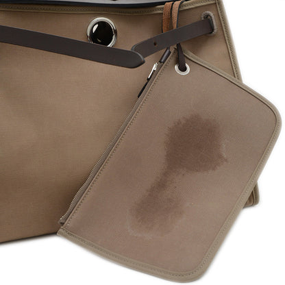 Hermes Airbag Zip Pm Handbag Tote Bag Toile Officier Calf Beige Brown T Stamp Bp