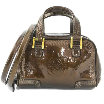 Loewe Shoulder Bag Mini Handbag Anagram Enamel Brown Gold