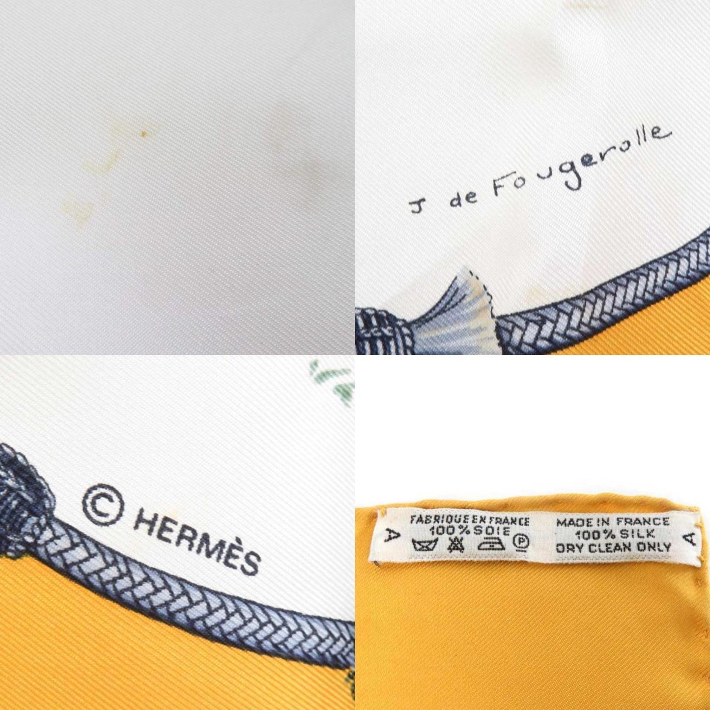 Hermes Hermes Scarf/Muffler Carre 90 Silk Yellow Multicolor