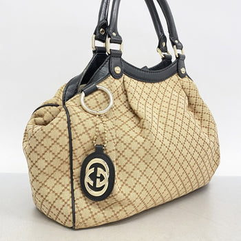 Gucci Diamante Handbag 211944 Canvas Brown Black