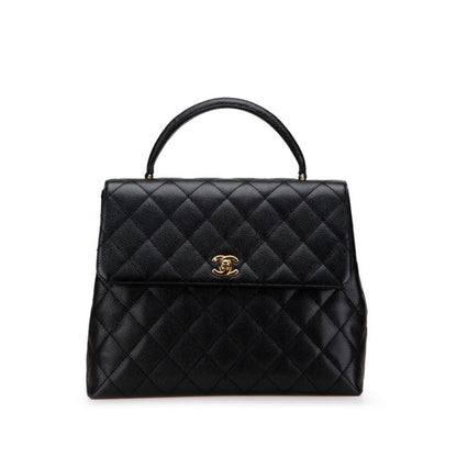 Chanel Matelasse Coco Mark Handbag In Black Caviar Skin