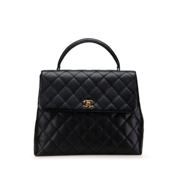 Chanel Matelasse Coco Mark Handbag In Black Caviar Skin
