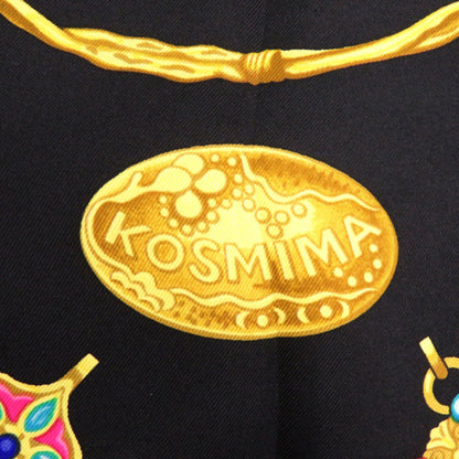 Herms Carr 90 Kosmima Space Silk Black Scarf Muffler 1437 Hermes