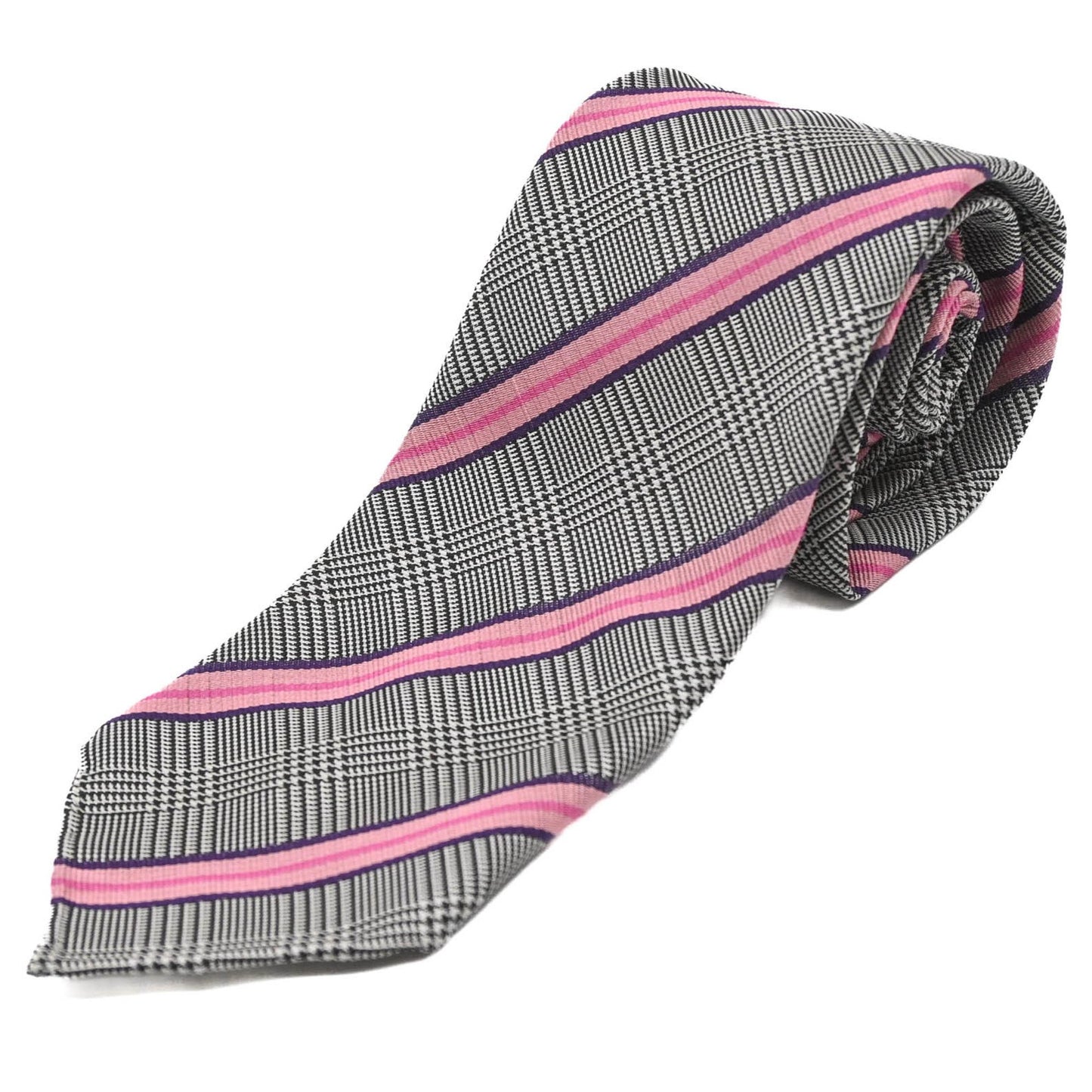 Hermes Men'S Striped Silk Tie In White