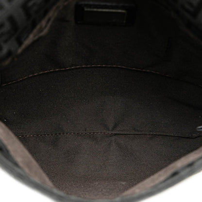 Fendi Zucchino Shoulder Bag 8Bt075 Black Canvas Leather