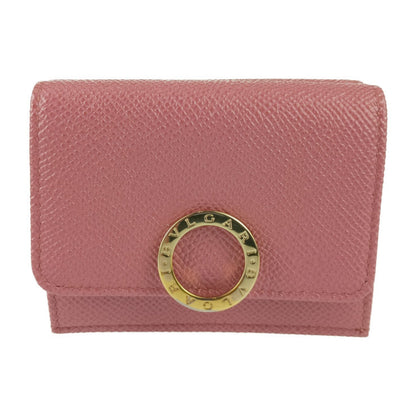 Bvlgari Tri-Fold Wallet 291021 Blush Quartz Pink Calf Leather Compact Clip