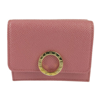 Bvlgari Tri-Fold Wallet 291021 Blush Quartz Pink Calf Leather Compact Clip