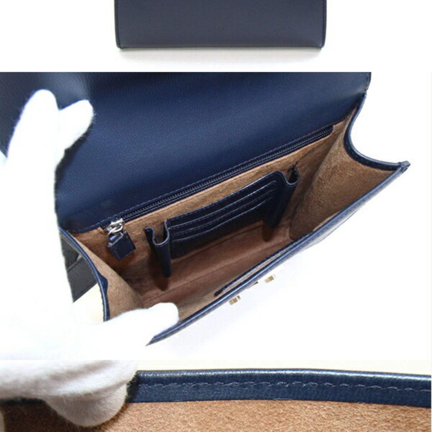 Salvatore Ferragamo 21 1537 Navy Leather Crossbody Shoulder Bag