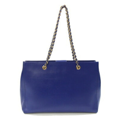 Salvatore Ferragamo Vara Tote Bag 21F561 Royal Blue Leather Chain Shoulder With Ribbon