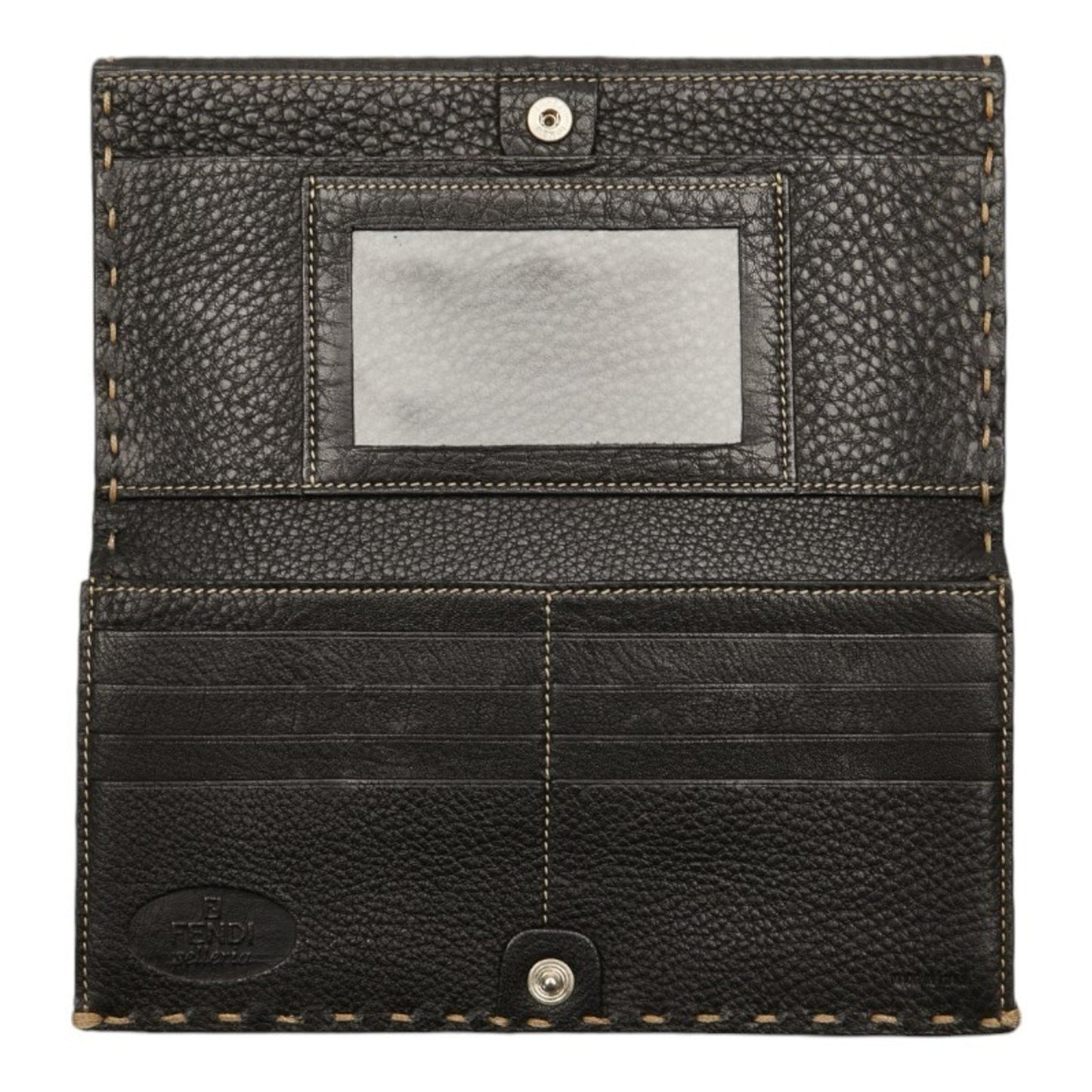 Fendi Selleria Stitch Long Wallet Navy Leather