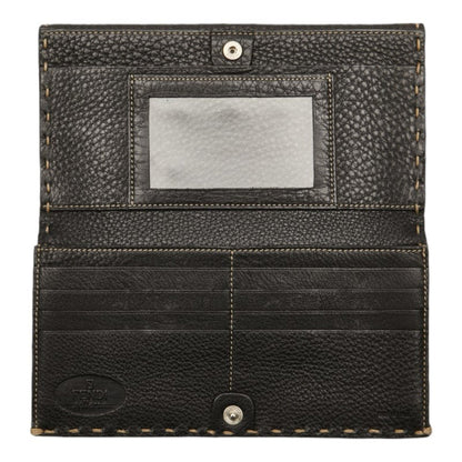 Fendi Selleria Stitch Long Wallet Navy Leather
