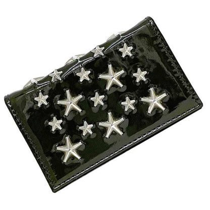 Jimmy Choo Business Card Case Ec-23889 Khaki Green Patent Leather Jimmy Choo Studded Star Design