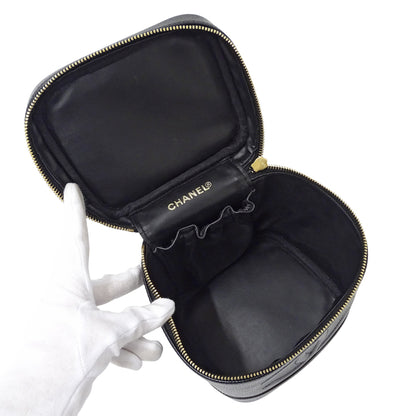Chanel Chanel Women'S Vanity Bag Handbag In Black Caviar Leather With Gold Hardware