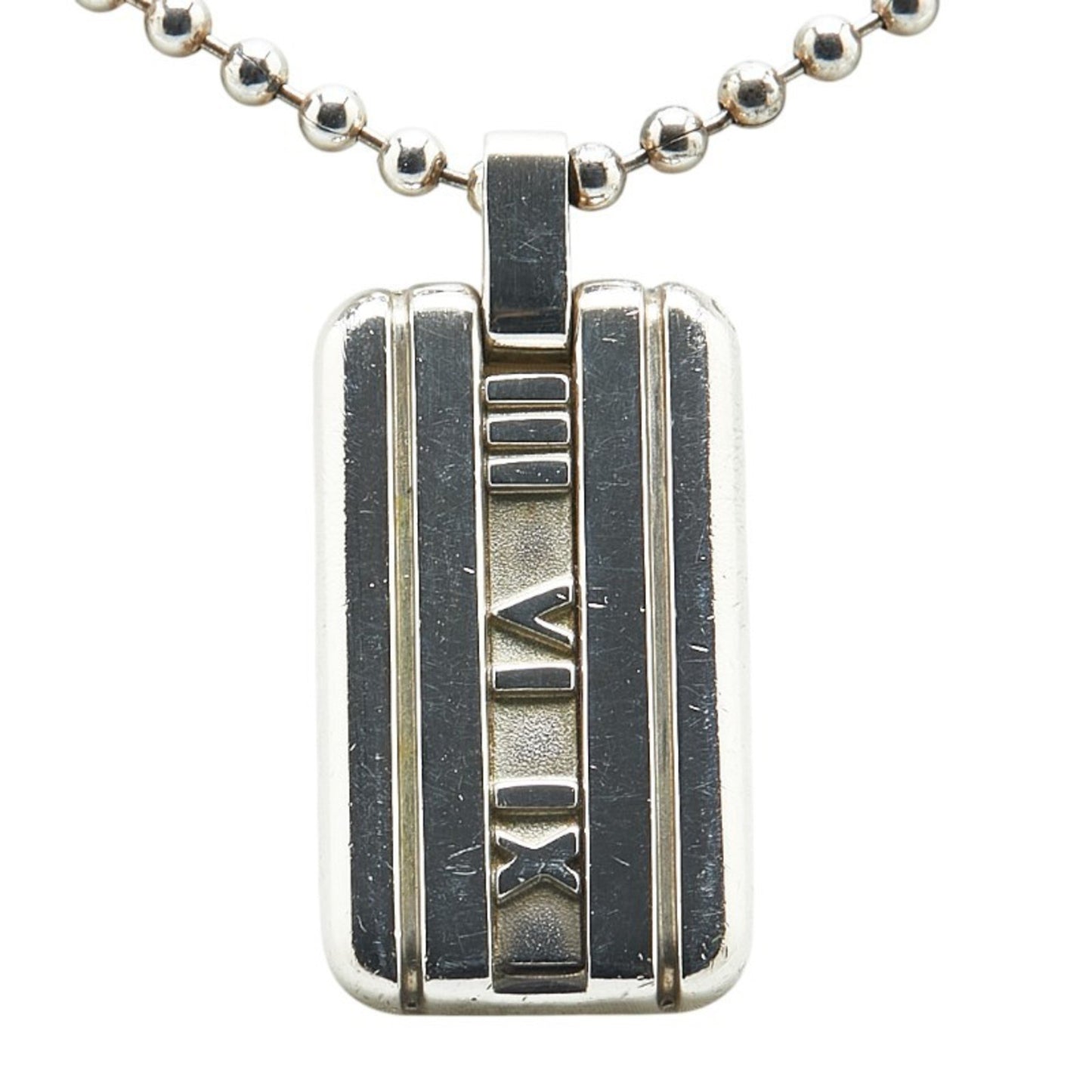 Tiffany Atlas Plate Ball Chain Necklace Sv925 Silver